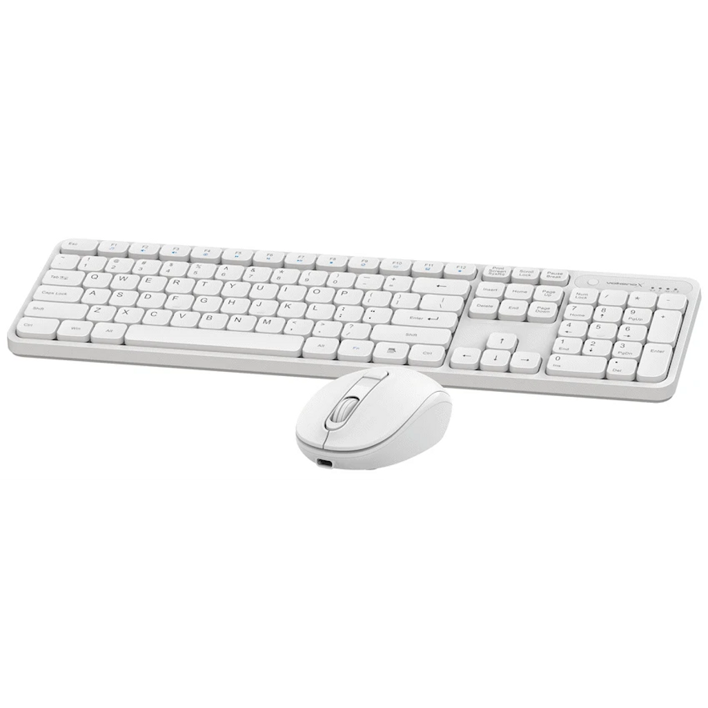 VolkanoX Garnet Bluetooth Wireless Keyboard and Mouse Combo - White