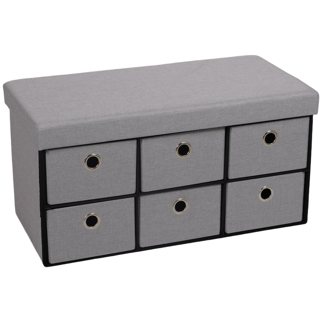 Foldable Storage Ottoman with Six Drawers