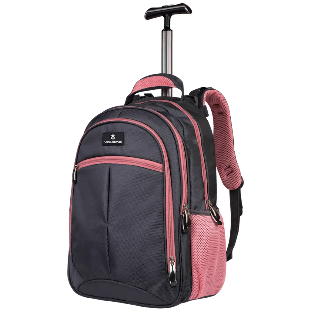 Volkano Orthopaedic Trolley Backpack 35l - Dark Grey/Pink