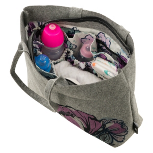 Totes Babe Peony Diaper Tote Grey