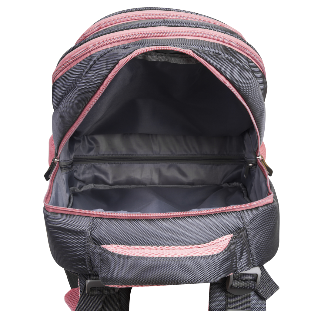 Volkano Orthopaedic Backpack 36L - Dark Grey/ Pink