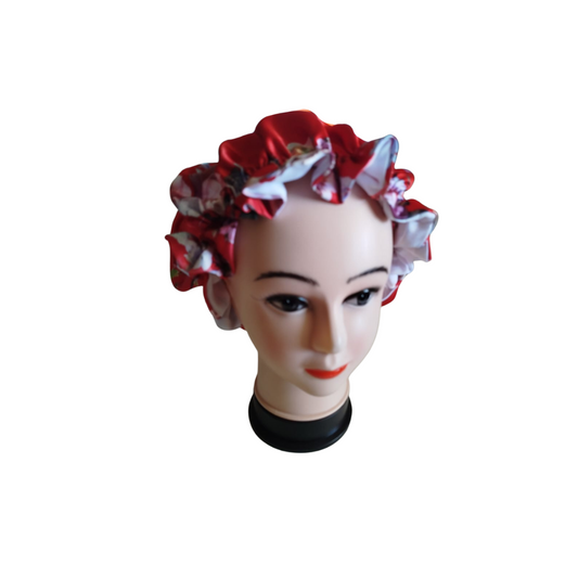 High quality Silk Hair Bonnet PRINTED RED