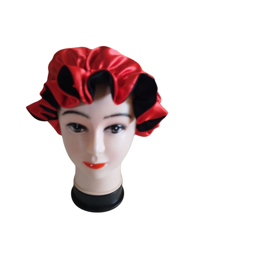 High quality Silk Hair Bonnet RED BLACK