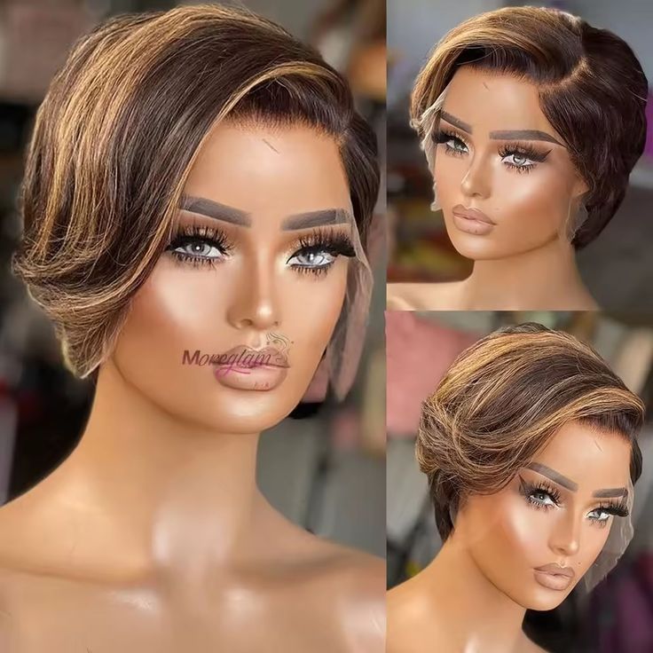 Human hair short bob pixie cut wig