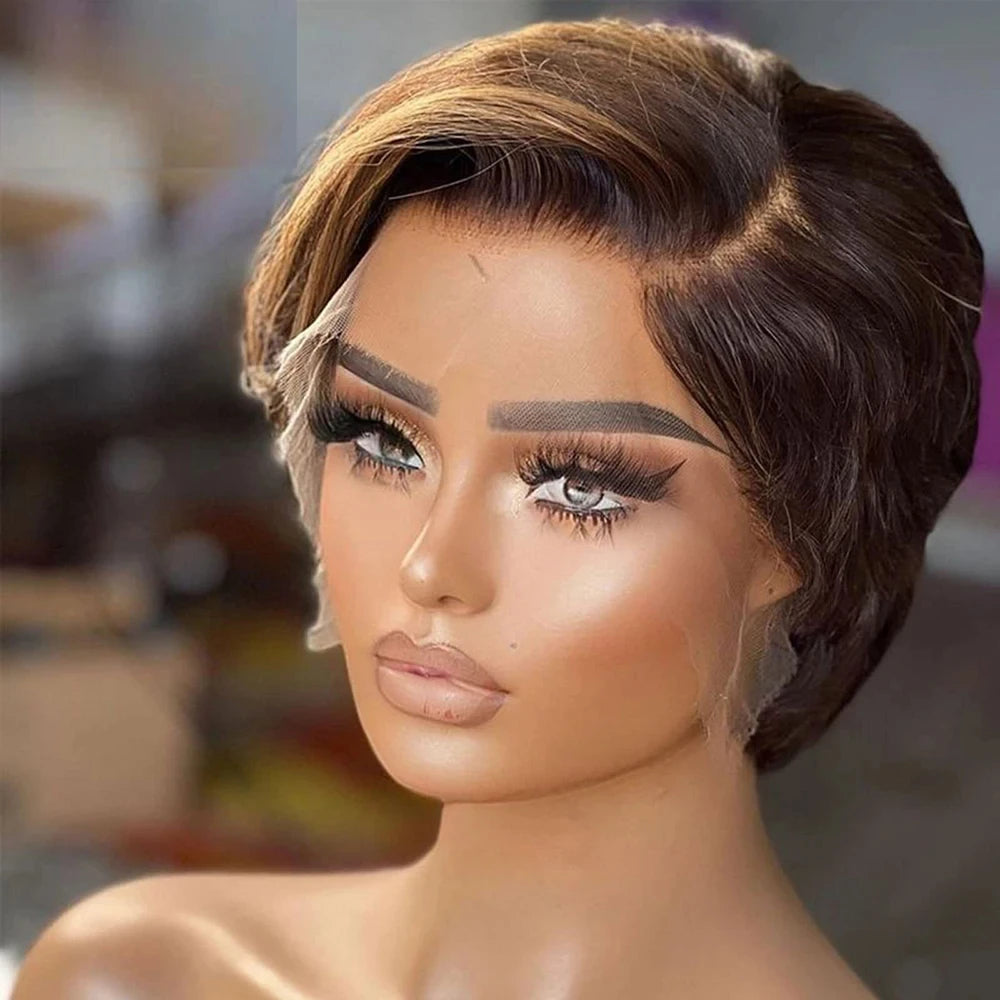 Human hair short bob pixie cut wig