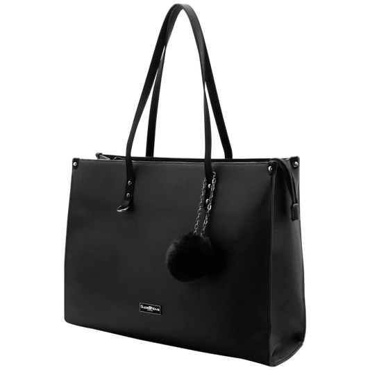 Supanova Pompom Ladies Laptop Bag - Black