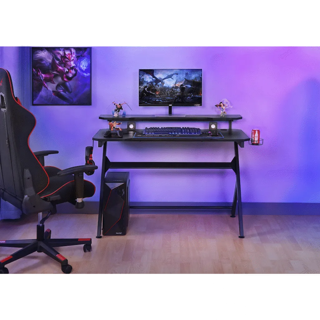 VX Gaming Donahue Gaming Desk - Black with Headphone Hook