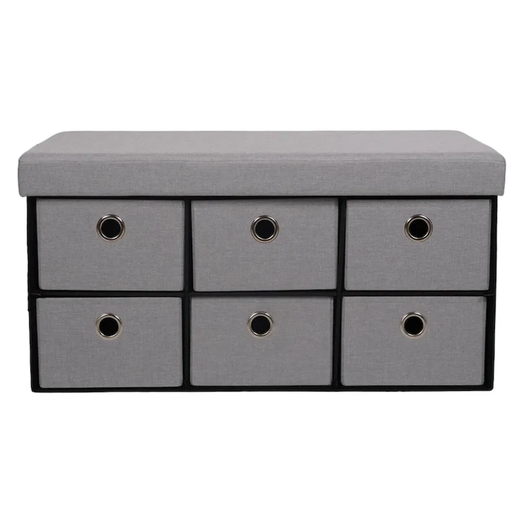 Foldable Storage Ottoman with Six Drawers