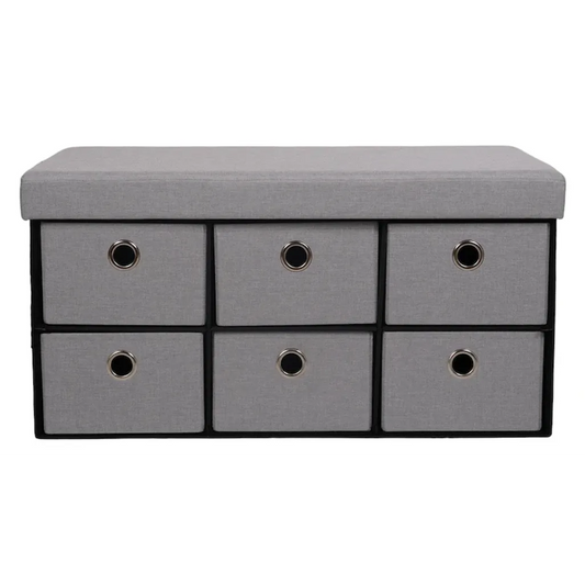 Foldable Storage Ottoman with Six Drawers