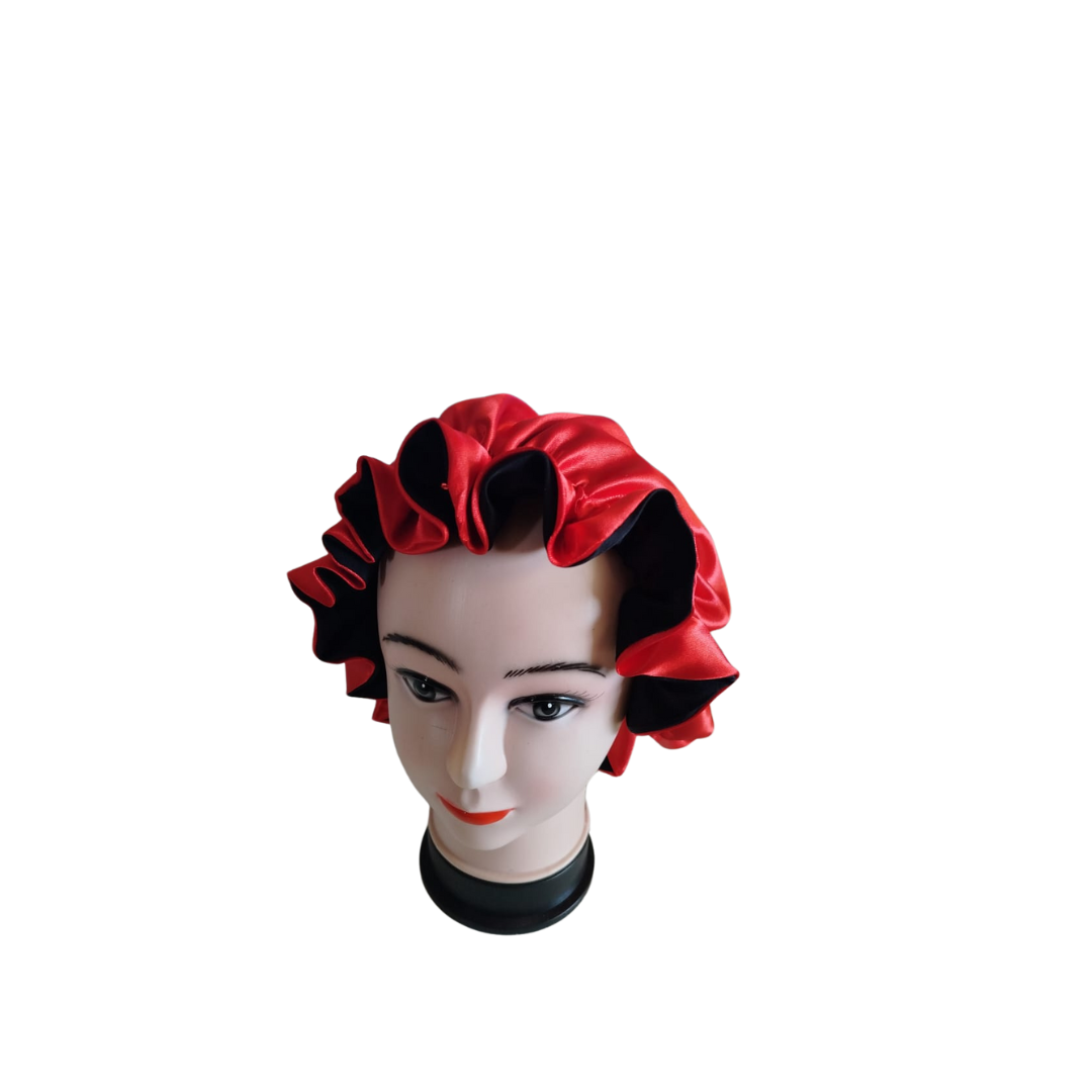 High quality Silk Hair Bonnet RED BLACK