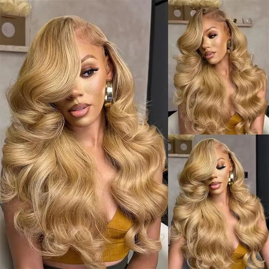 27 Honey Blonde 13x4 HD Lace Front Wigs Human Hair 30 32 34Inch Body Wave Lace Frontal Colored Human Hair Wigs 180% Density