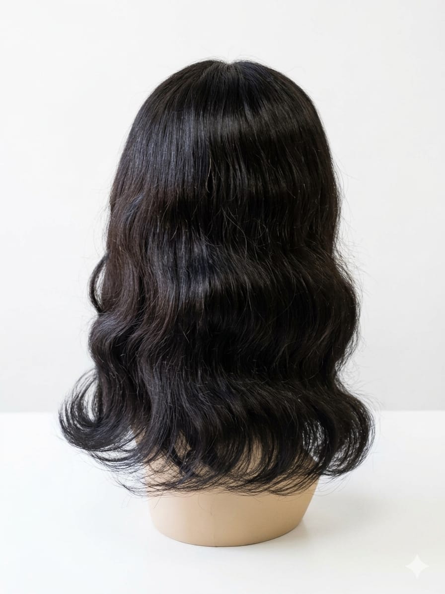 Black body wave hair, T-part lace closure ,16 inch wig. Human hair